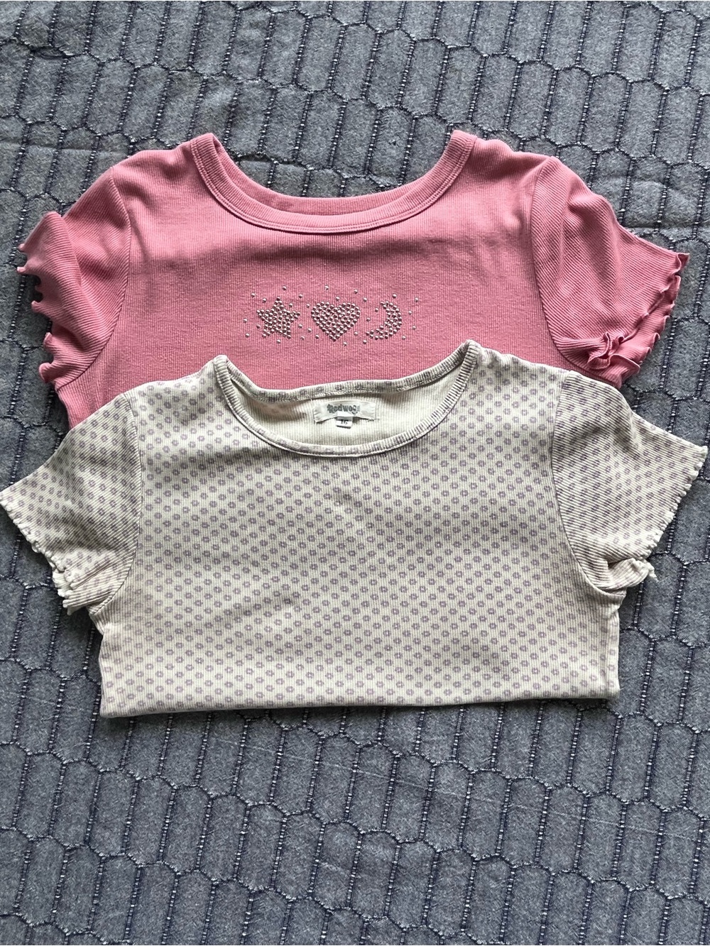 SO Girls' Pink and Cream Ruffle Sleeve Tees / 2 sets
